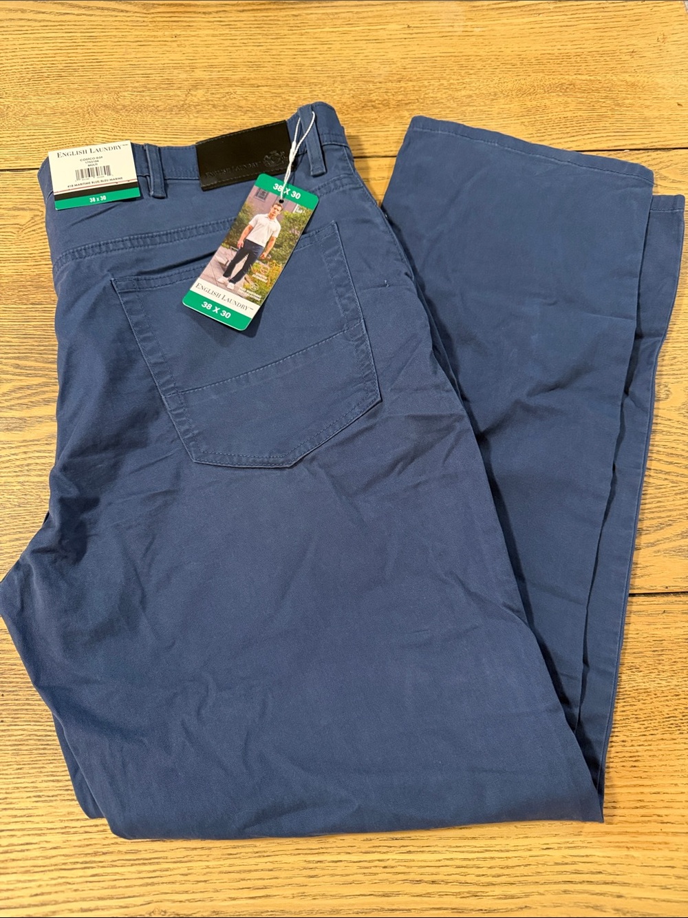 English Laundry Men's Blue Straight-Leg Chinos